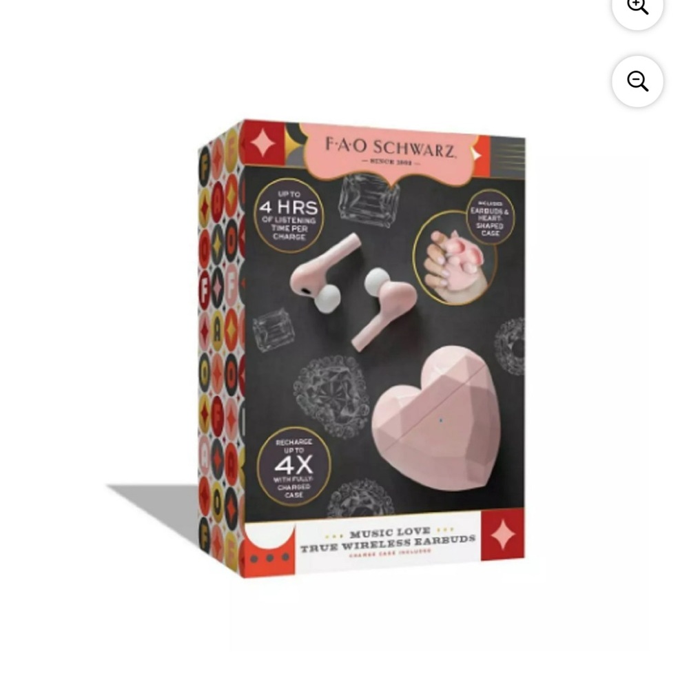 FAO Schwarz Pink Heart Wireless Earbuds